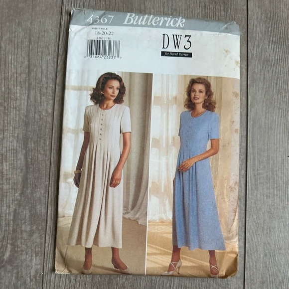 Butterick 4367 Sewing Pattern Misses David Warren Front Tucked Dress Size 18-22 - Picture 2 of 5